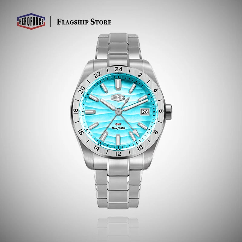 HEROFORCE Men's Well-known Brand Watch; Men's Fashion Waterproof Luminous Stainless Steel Band Casual Calendar Quartz Men Watch