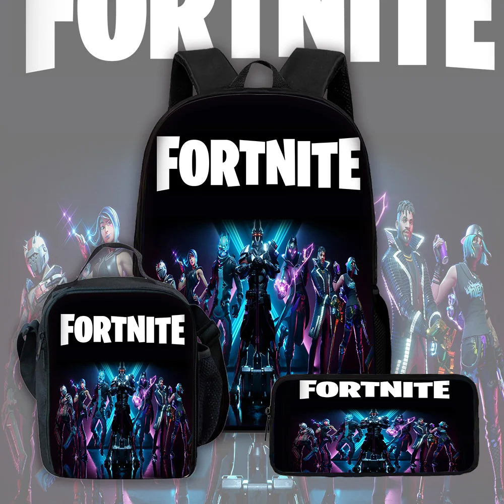 Trendiger Gaming-Schulrucksack für Kinder mit Lunchbags, Design-F-FortniteS Federmäppchen, Schultaschen für Jungen und Mädchen, ideales Geschenk