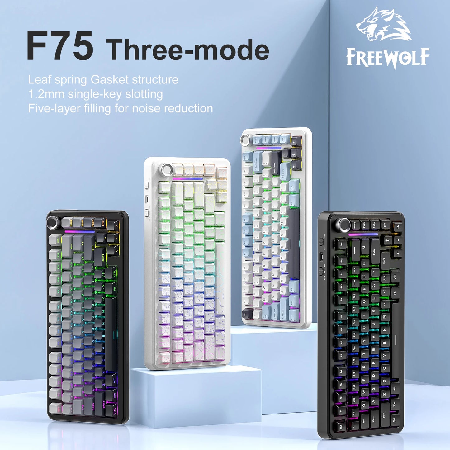 F75 Mechanical Keyboard FREEWOLF * AULA F75 Bluetooth Three-mode Keyboard,Dedicated for Gaming and Office Use