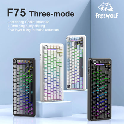 F75 Mechanical Keyboard FREEWOLF * AULA F75 Bluetooth Three-mode Keyboard,Dedicated for Gaming and Office Use