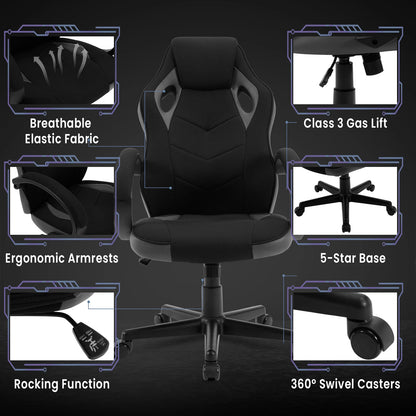 WOLTU Gaming Chair Gamer Armchair Office Computer Chair Ergonomic Design Fabric 360° Swivel Chair Adjustable Height High Back