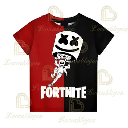 Детска тениска Cartoon Fortnite New Summer с 3D принт за момчета и момичета, streetwear дрехи за възрастни и деца, забавна тениска с обло деколте