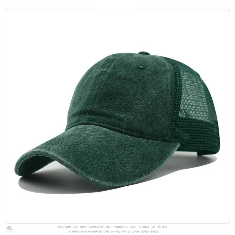 Custom Logo Blank Baseball Cap For Men Summer Breathable Mesh Hat Women Vintage Washed Distressed Trucker Sun Hats
