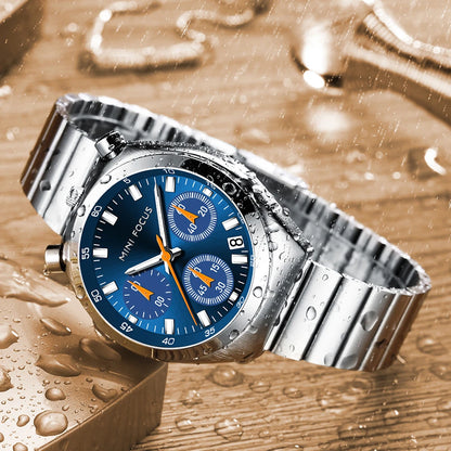 MINI FOCUS Women’s Luxury Quartz Watch – Stainless Steel Strap, Multifunction Dial & Luminous Design