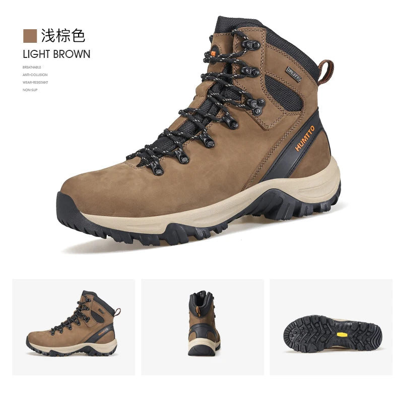 Zapatos de senderismo HUMTTO, botas de caza impermeables para hombre, botas tácticas de combate para desierto hasta el tobillo, botas de trekking para hombre y mujer, zapatillas cálidas de cuero