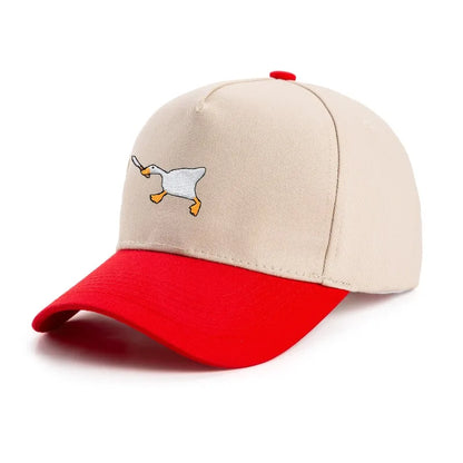 Embroidered baseball cap with goose pattern for men and women, casual and fashionable city style duckbill cap