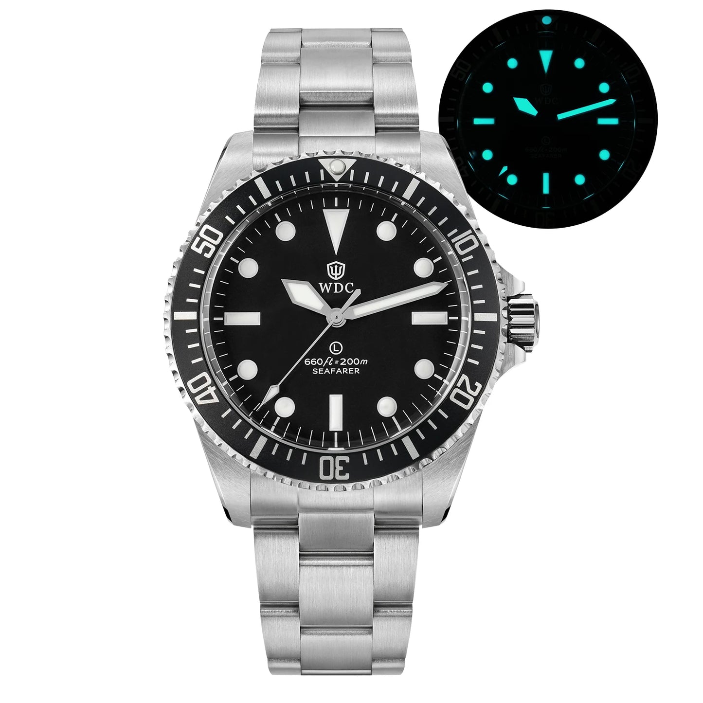 Watchdives WD5513Q 40mm Quartz Diver Watch VH31 Sweep Second Sapphire 200m Waterproof Steel Bracelet BGW9 Lume Mens Watch