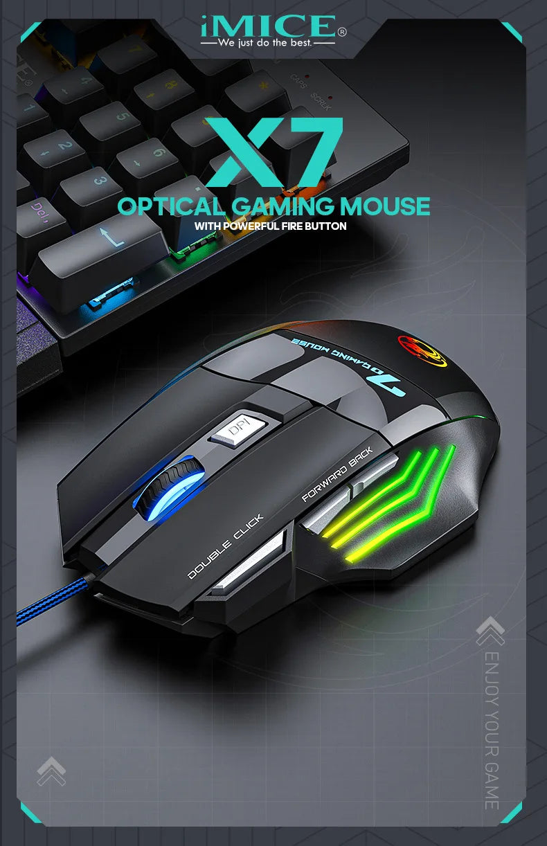 Herná myš USB Wired Gaming Mouse so 4 tlačidlami, ergonomická herná myš 2400DPI s RGB podsvietením a vysokopresným optickým senzorom