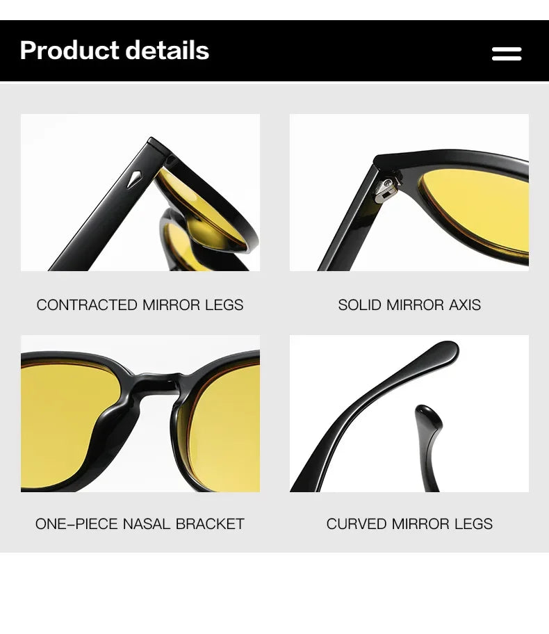 JNPCXI New Retro Round Sunglasses Women Yellow Fashion Rivets Decoration Shades UV400 Men Punk Sun Glasses