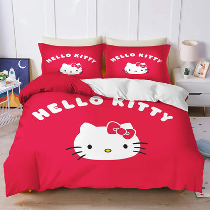 Hello Kitty Duvet Cover Set Comforter Bedding 3D Children's Bedding Set 3-Piece 1 Quilt Cover King Size