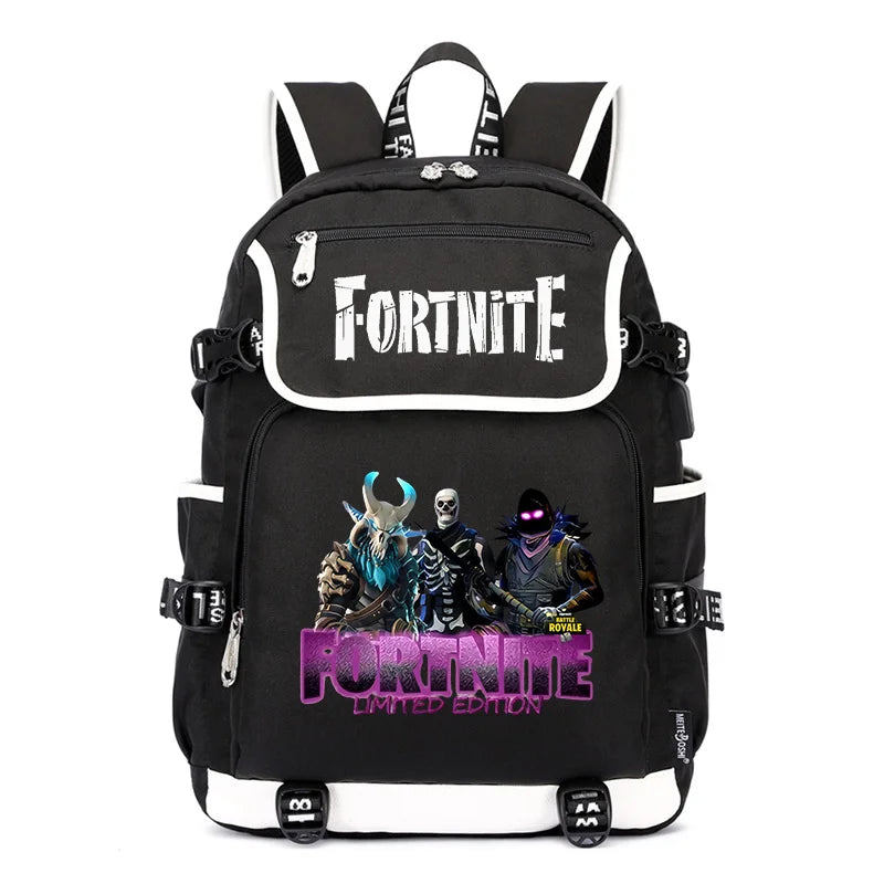 Fortnites Rucksack mit großem Fassungsvermögen, lässige Umhängetasche mit USB-Anschluss, Unisex-Anime-Schultasche für Schüler, neues stilvolles Schreibwaren-Geschenk