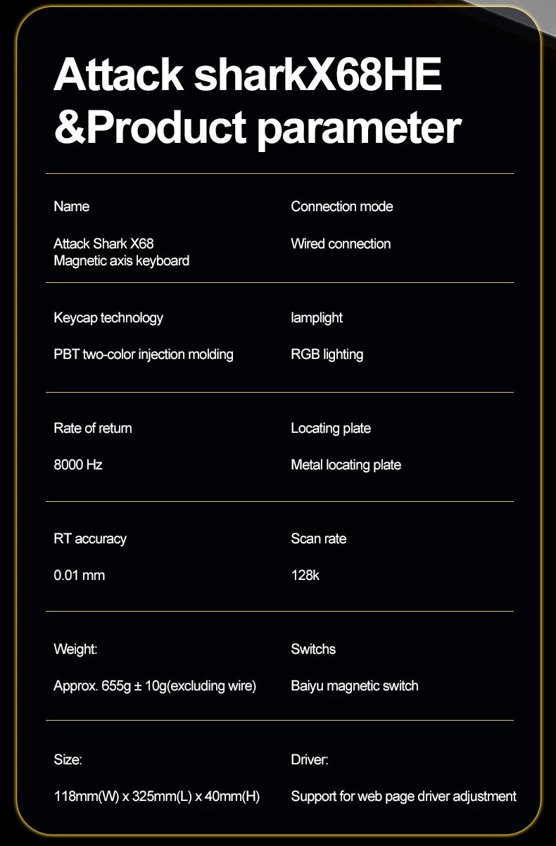 ATTACK SHARK X68HE Magnetic Switch Gaming Keyboard 8KHz Rapid Trigger Mechanical Keyboard | FREEWOLF F68/F68 Pro Wired & Wireless Magnetic Gaming Keyboard
