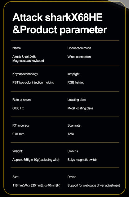 ATTACK SHARK X68HE Magnetic Switch Gaming Keyboard 8KHz Rapid Trigger Mechanical Keyboard | FREEWOLF F68/F68 Pro Wired & Wireless Magnetic Gaming Keyboard