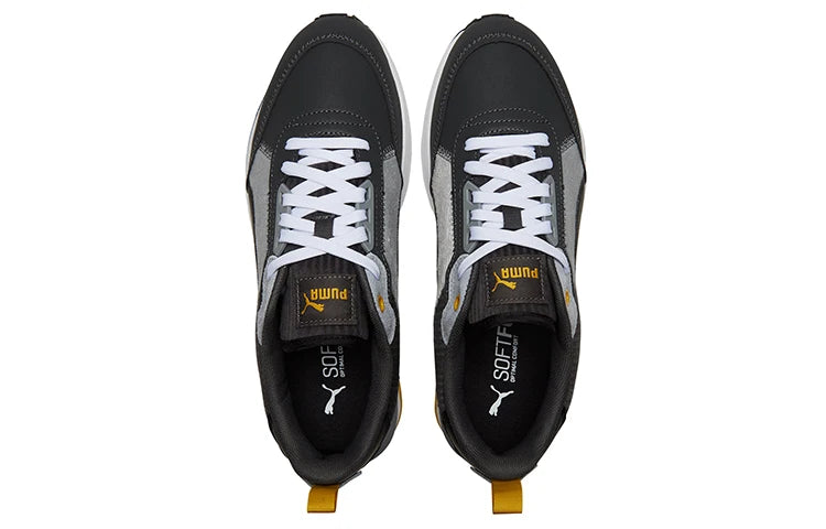 Chaussures de sport basses Puma R22, en tissu et cuir synthétique, double couche de cuir de vache, confortables, style lifestyle, noir et gris, 383834-02