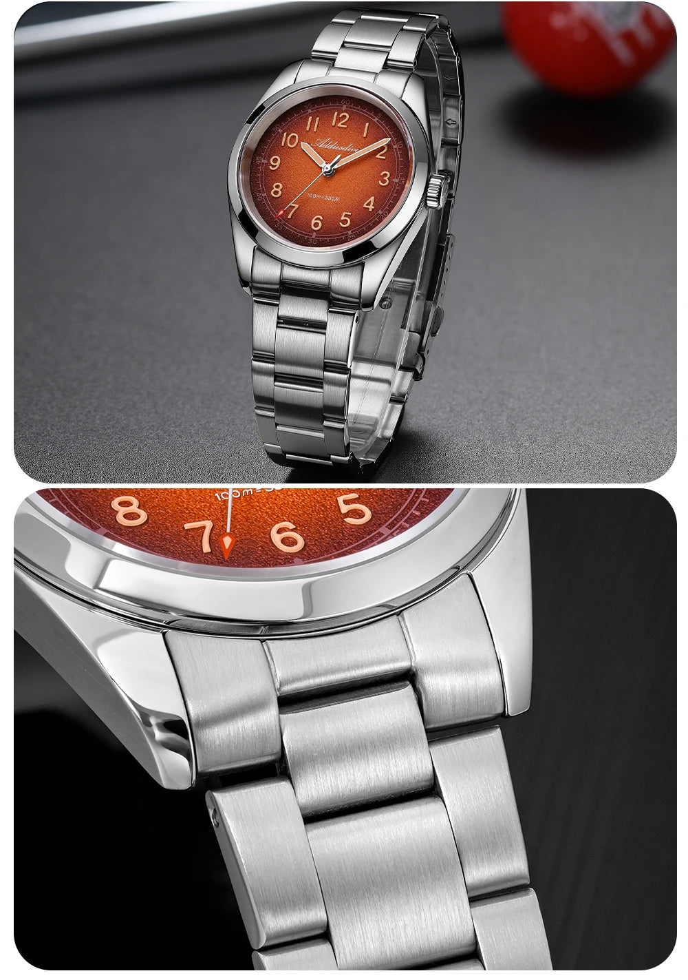 ADDIESDIVE 2026 – Nouvelle montre à quartz de luxe pour homme, étanche à 100 m, verre saphir, très lumineuse, en acier inoxydable, style professionnel