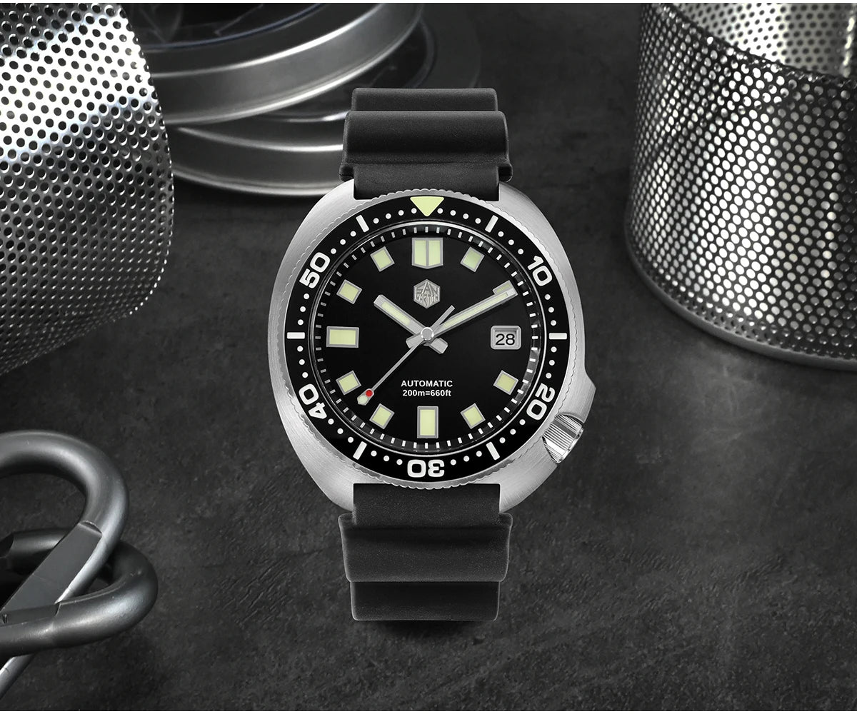 San Martin Turtle Men Diver Watch 44mm NH35 Automatic Mechanical Wristwatch Sapphire Waterproof 200m Luminous Relojes SN0047