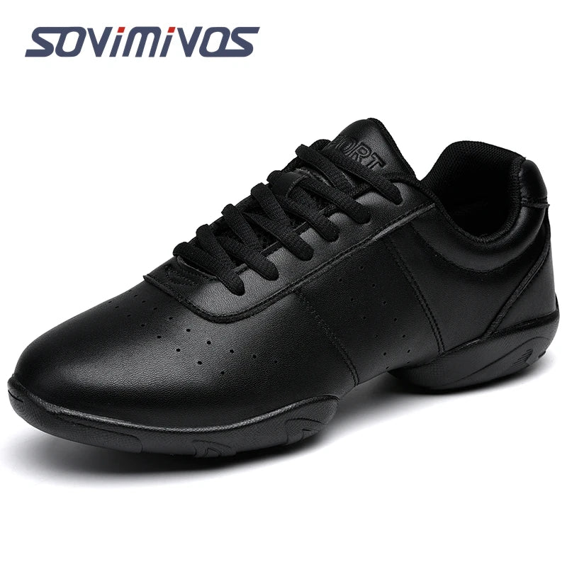 Women Dance Shoes Lightweight Flat Athletic Shoes Competitive Aerobic Gymnastics Shoes Fitness Sports Shoes White Dance Sneakers