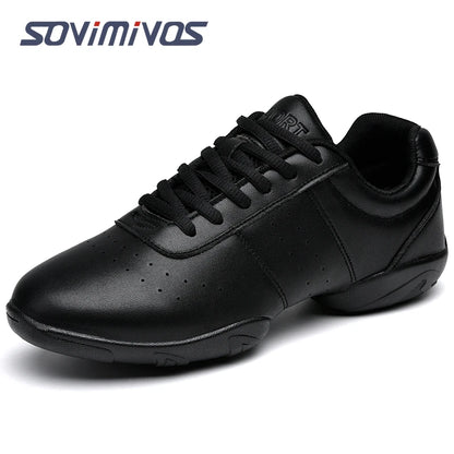 Women Dance Shoes Lightweight Flat Athletic Shoes Competitive Aerobic Gymnastics Shoes Fitness Sports Shoes White Dance Sneakers
