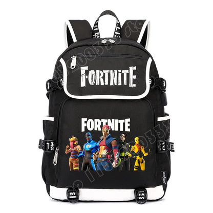 Fortnites Rucksack mit großem Fassungsvermögen, lässige Umhängetasche mit USB-Anschluss, Unisex-Anime-Schultasche für Schüler, neues stilvolles Schreibwaren-Geschenk