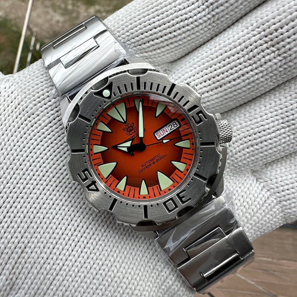 STEELDIVE SD1984 Monster Steel Strap Mechanical Watch NH36 Movt Sapphire Crystal 200M Waterproof Swiss Super Luminous Wristwatch