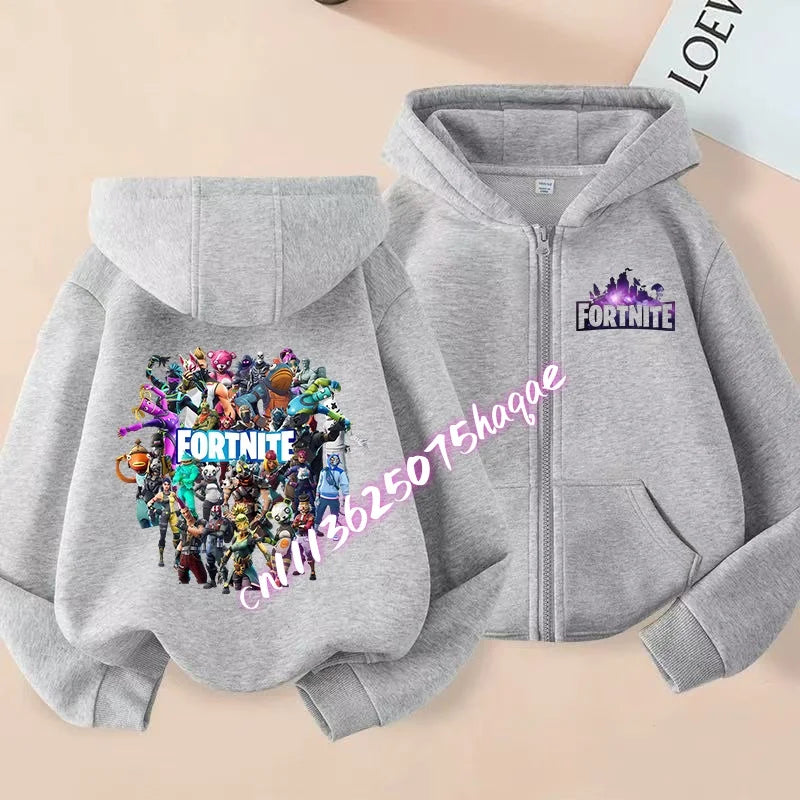 Fortnites Kinder-Kapuzenjacken mit Reißverschluss Anime Fortress Night Sweatshirts Game Frühling Herbst Hoodies Sportbekleidung Kinderkleidung Geschenk