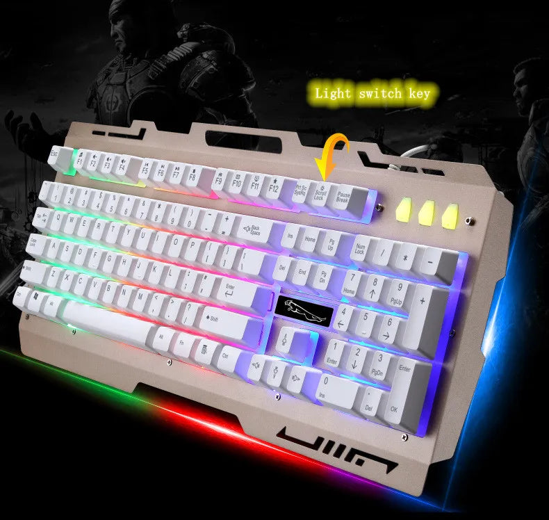 USB Keyboard G700 Waterproof business personality mechanical feel metal glow mobile phone stand gaming keyboard