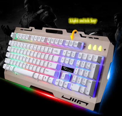 USB Keyboard G700 Waterproof business personality mechanical feel metal glow mobile phone stand gaming keyboard