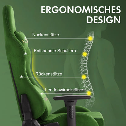 HAPIHAPPY Fashion Gaming Chair Genuine Leather Computer Office Chair with Footrest, Pocket Spring Cushion, Linkage Armrests, Ergonomic Game Chair