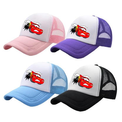Anime Cars Lightning McQueen Cartoon Figure Print Fashion Baseball Cap Girls Boys Summer Casual Adjustable Sun Hat Birthday Gift