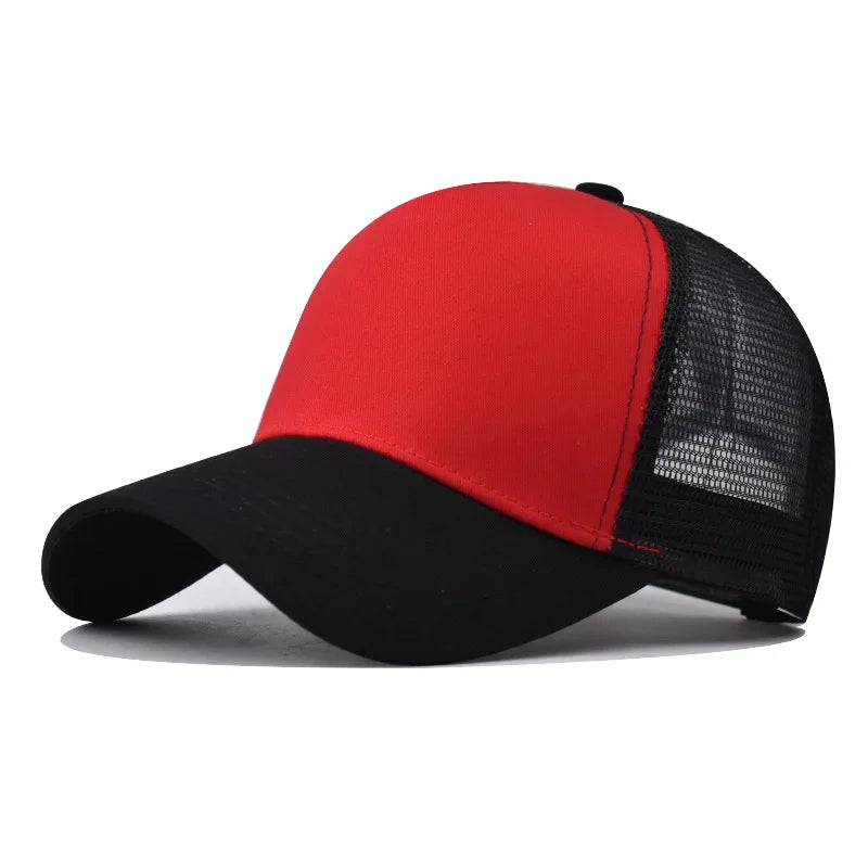 New 5 Pane Mesh Baseball Cap Adult Hip Hop Curved Snapback Hats Summer Sunshade Sun Hat Simple Trucker Cap Advertising