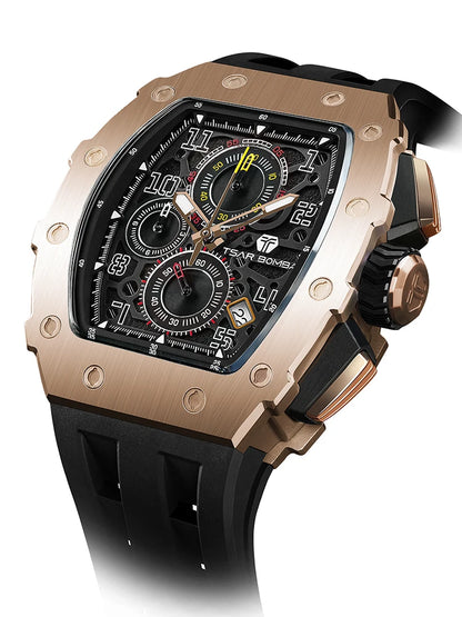 TSAR BOMBA Neue TB8204 Uhr für Herren, Japanisches Quarz-Chronographenwerk, 50M wasserdichte Armbanduhr, modische Sportuhr, luxuriöses Geschenk für Herren