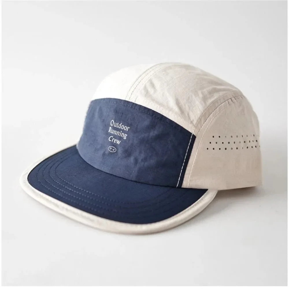 Fashion Plaid Thin Sun Cap Quick-drying Letter Embroidery Sports Running Cap Adjustable Breathable Summer Cap Men Women