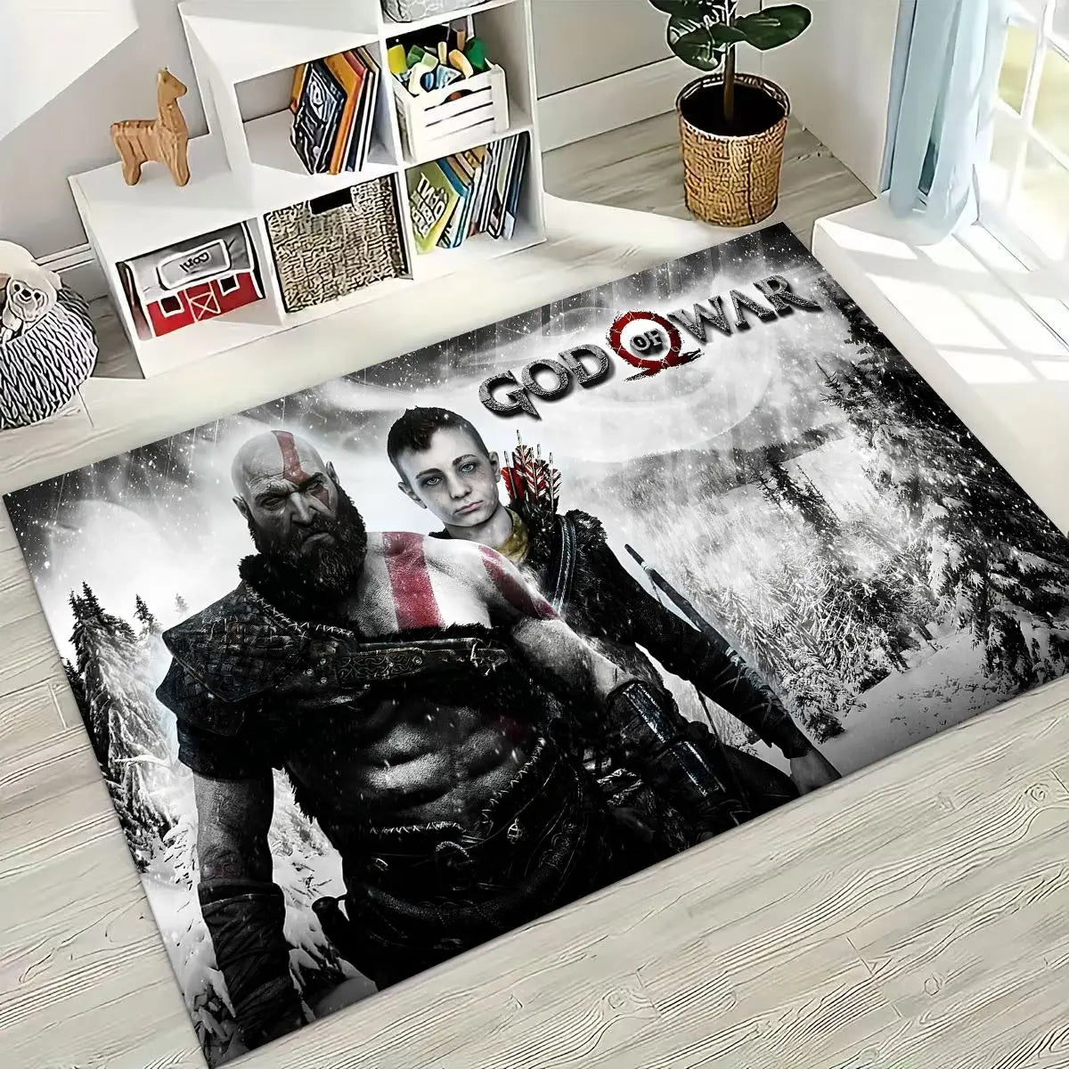 Classics God of War Kratos 3A Game Gamer Rug for Bedroom Living Room Sofa Home Doormat Decor, Large Kids Play Non-slip Floor Mat