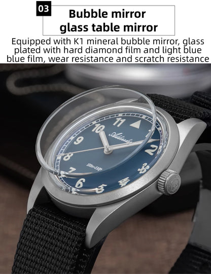 Orologio analogico da uomo ADDIESDIVE 36mm con vetro a specchio bombato, impermeabile 100m, luminoso, semplice, al quarzo, con cinturino in nylon