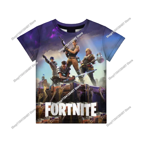 Tricou casual pentru copii Summer Fashion Fortnite Mascot, imprimeu 3D, unisex, pentru băieți și fete, îmbrăcăminte pentru copii, top T-shirt