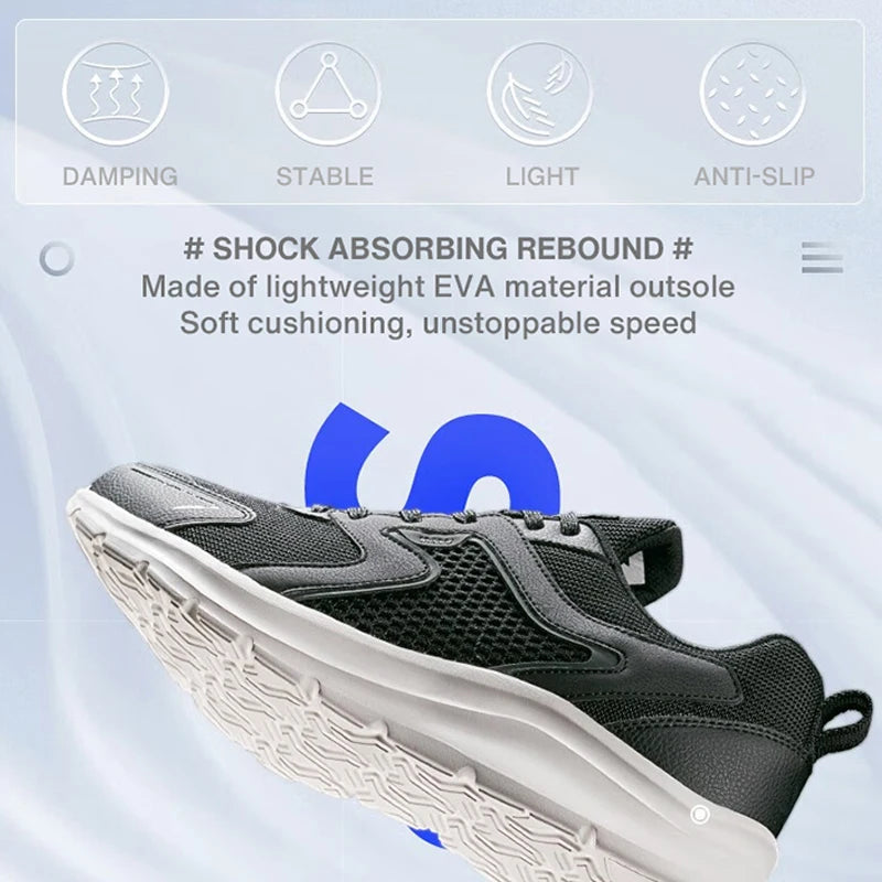 Zapatillas deportivas Xtep para hombre, de malla transpirable, para correr, para maratón de invierno, negras y blancas, zapatillas deportivas para hombre, 879119110110