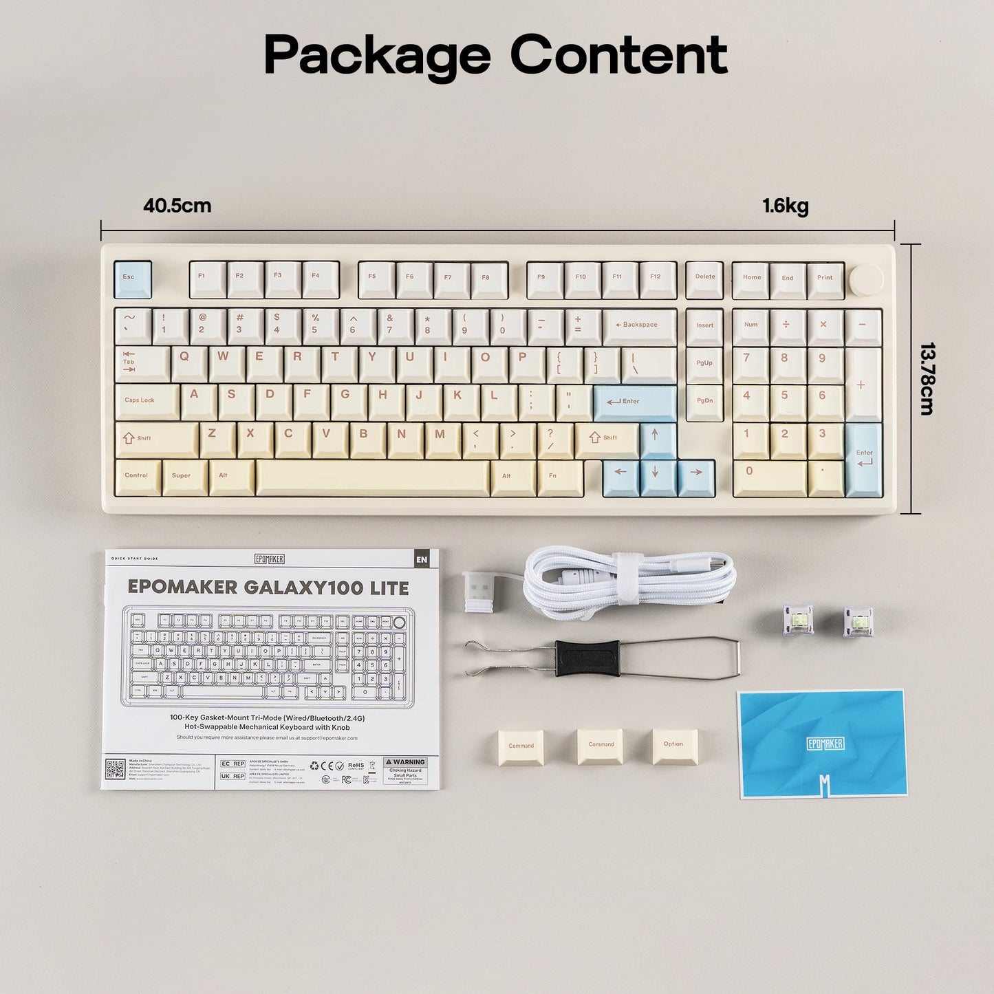 EPOMAKER Galaxy100 Lite QMK/VIA 96% ANSI US Layout Hot-Swap Wired/2.4GHz/BT Wireless 1800 Aluminum Gasket Mechanical Keyboard