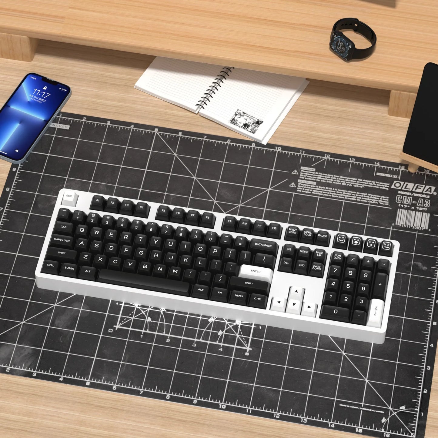 KBDiy 161 Keys/Set PBT SA Profile GMK Keycaps for Mechanical Keyboard Black And White Double Shot Keycap Custom ISO for K500