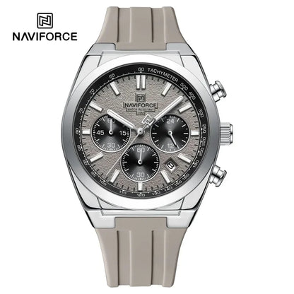 Мъжки ръчен часовник NAVIFORCE – луксозен и спортен стил, кварцов механизъм, 24-часов дисплей, прозорец за датата, хронограф, водоустойчив – идея за подарък за мъж