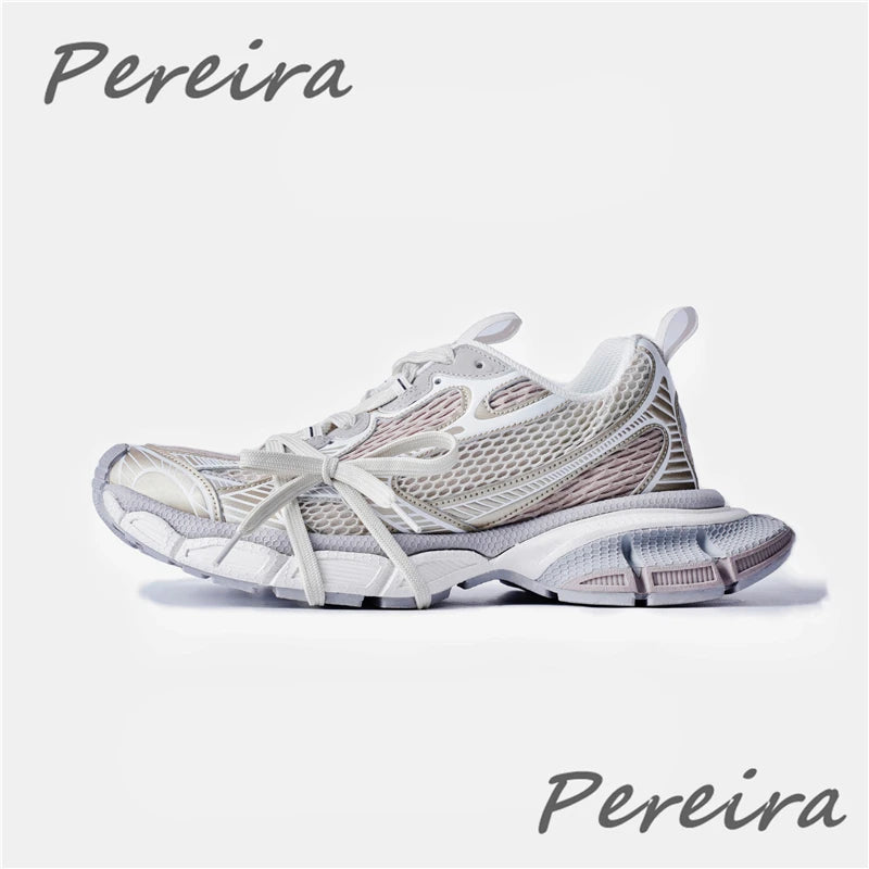 Street Style Thick Sole Men Sneakers New Mixed Colors Lace-Up Couple Casual Shoes Comfortable Breathable Running Walking Shoes