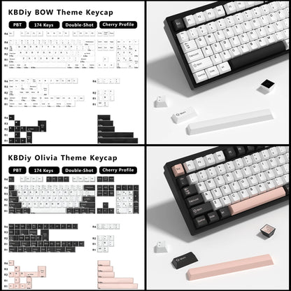 KBDiy 174 Keys/Set PBT GMK Apollo Keycap Double Shot Minimalist ISO Cherry Profile for Game Mechanical Keyboard Keycaps for MX