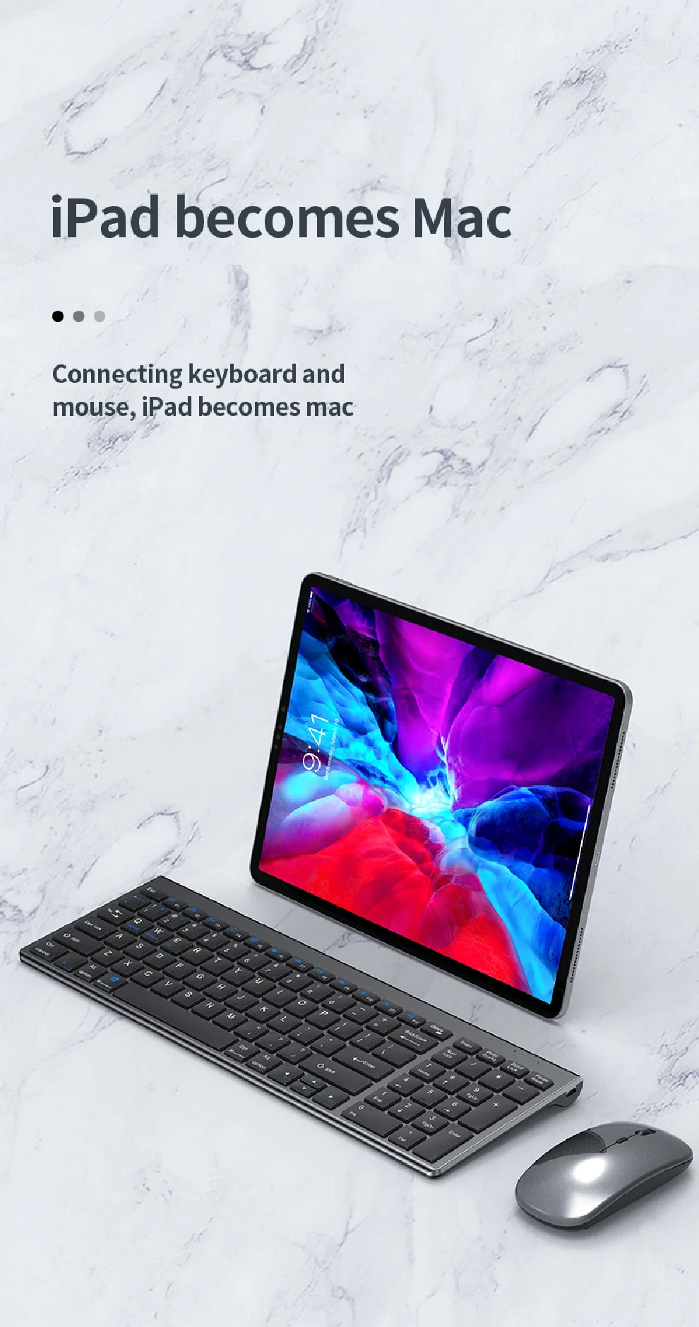 JOMAA Bluetooth&2.4G USB Keyboard and Mouse Set for Laptop Computer ipad Rechargeable Wireless Keyboard and Mouse Combo Slient