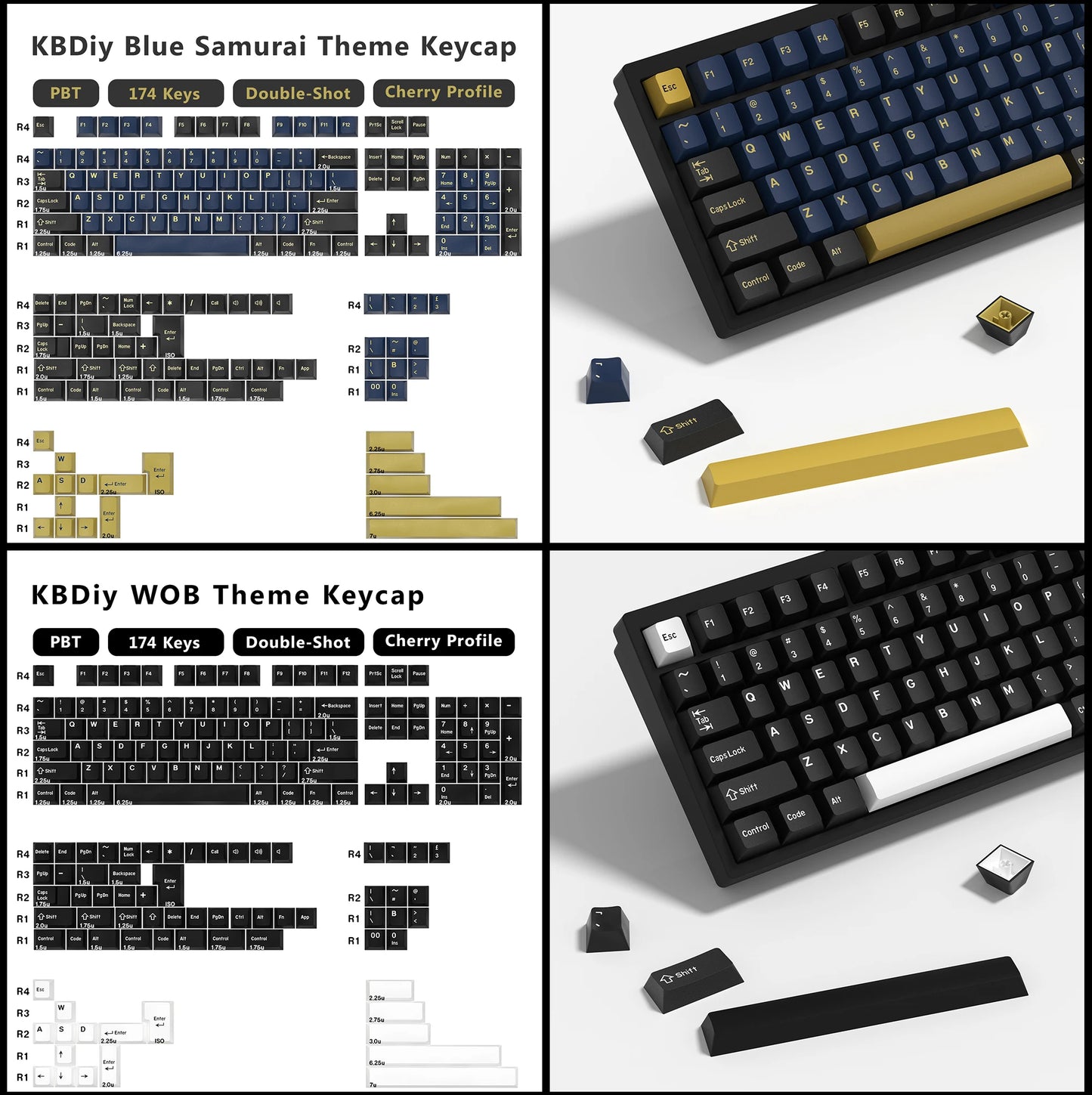 KBDiy 174 Keys/Set PBT GMK Apollo Keycap Double Shot Minimalist ISO Cherry Profile for Game Mechanical Keyboard Keycaps for MX