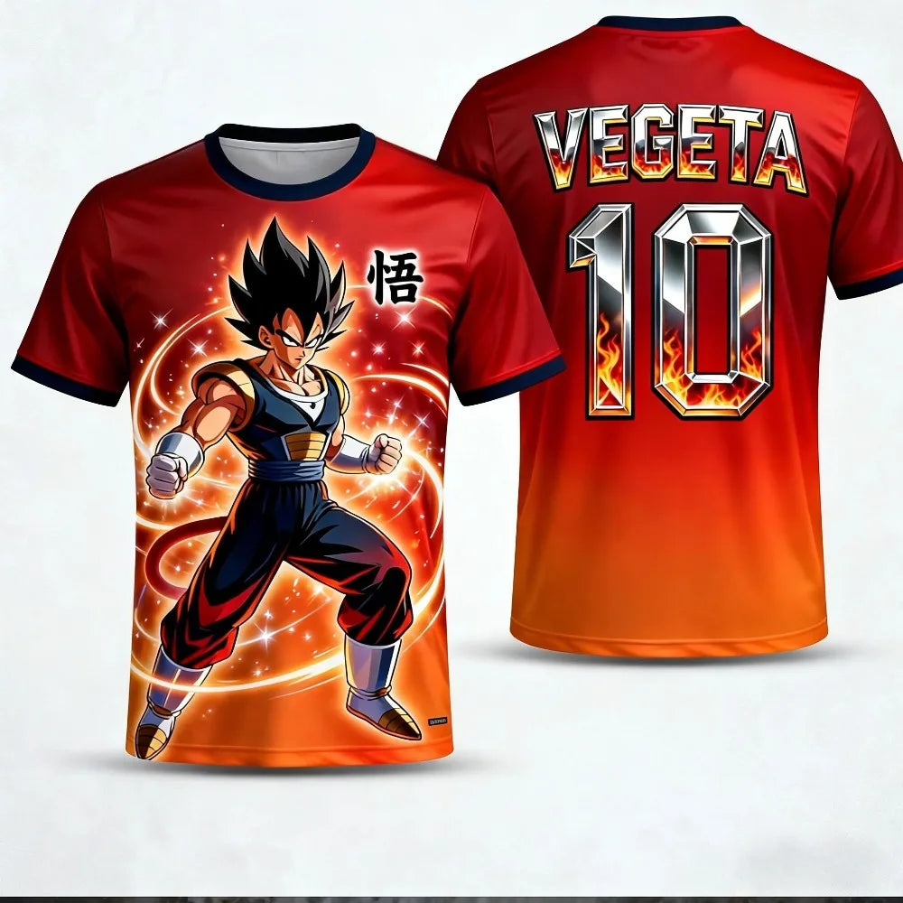2026 Sommer Dragon Ball T-Shirt für Herren, atmungsaktiv, mit 3D-Druck, lässiges Familien-Unisex-Kinder-Sport-Fußball-Trainingsjersey