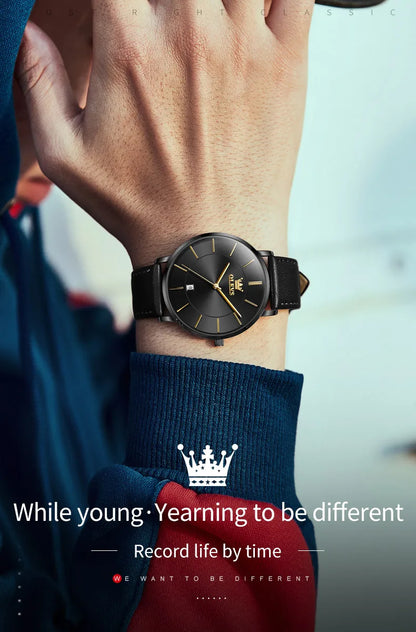 OLEVS 5869 Men's Watch Japan Quartz Movement Thin Case Fashion Waterproof Watch For Men Calendar Simple Original Male Wristwatch