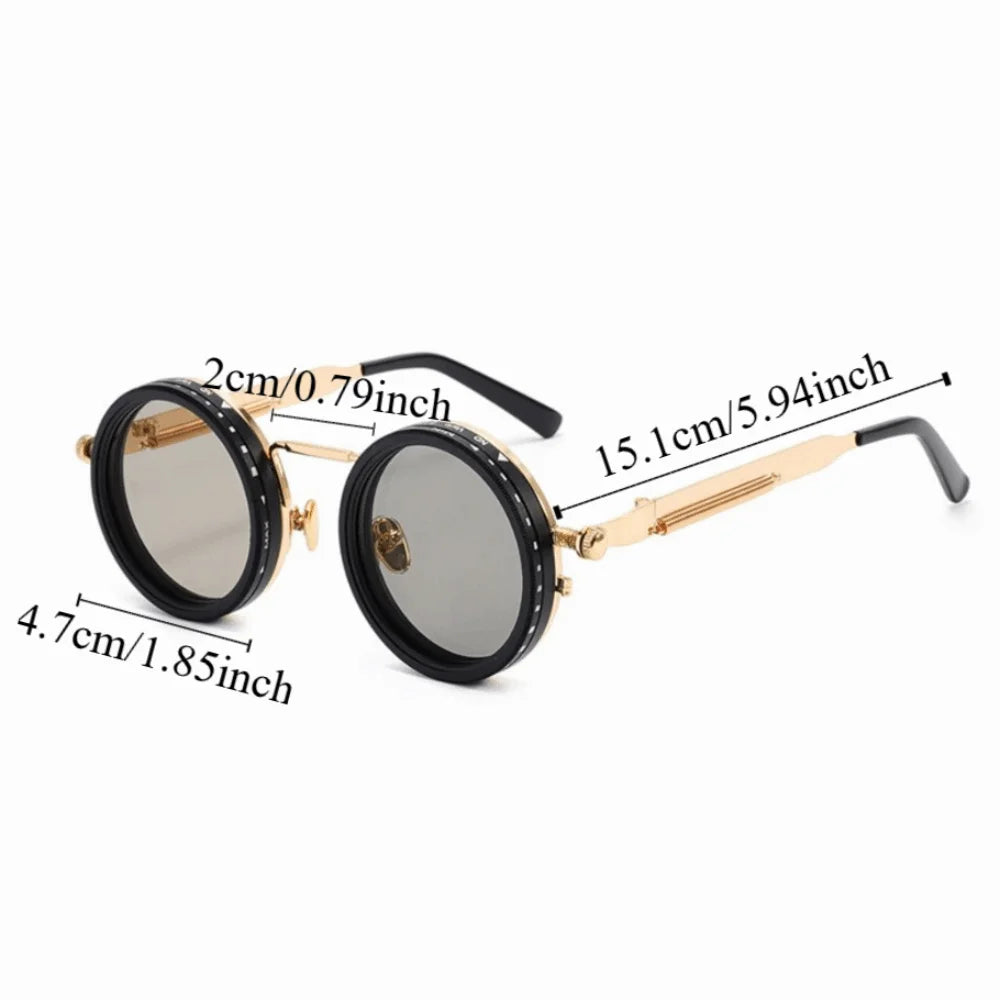Punk ND9 Anti-UV Sunglasses Round Retro Adjustable Dimming Sunglasses with Glasse Case 9 Level Dimming Anti-UV Glasses Driving