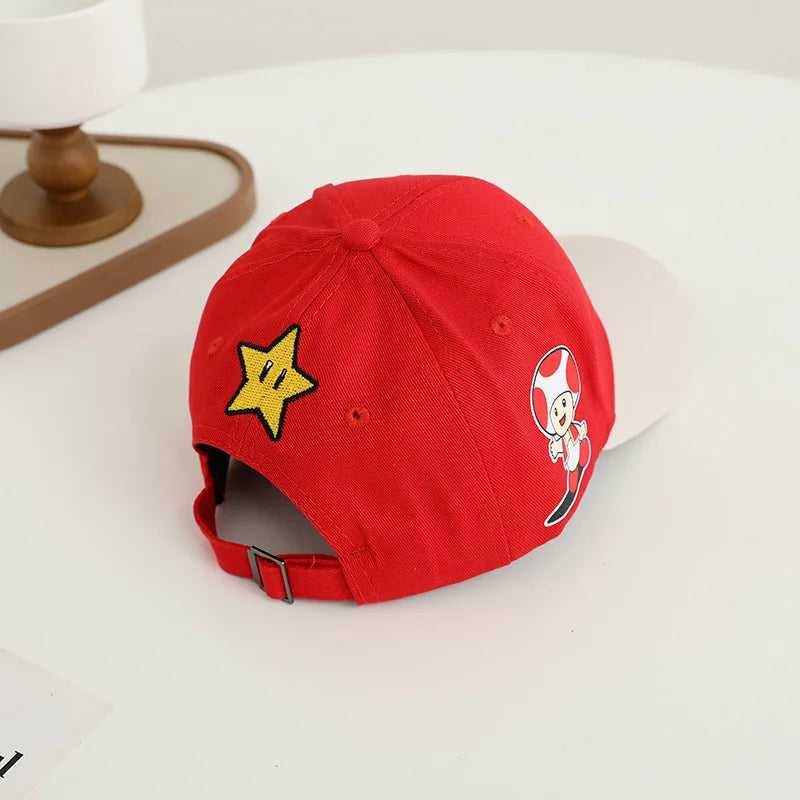 New Super Mushroom Peach Baseball Cap Creative High Color Cartoon Printed Boys and Girls anime merchandise Trendy birthday gifts