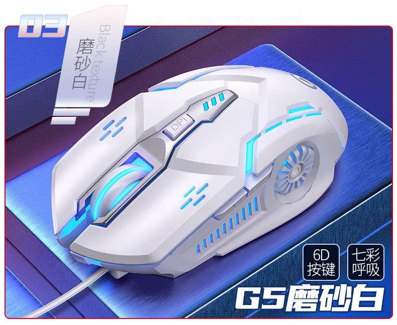 Laser Gaming Mouse for PC Gamer with LED Backlit, Ergonomic Wired USB Mouse, 3200 DPI Computer Gaming Mouse for Laptop & Desktop