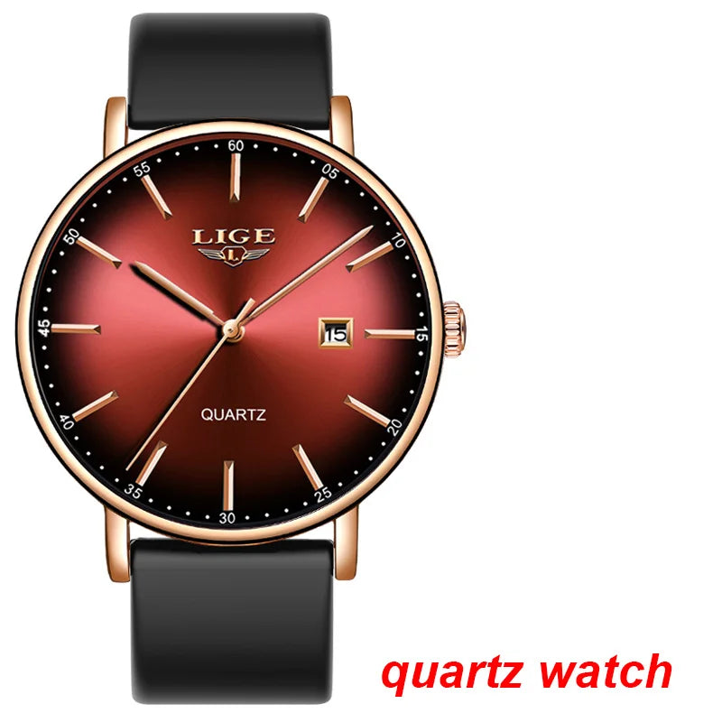 Montres-bracelets mécaniques automatiques pour hommes LIGE – Montre de luxe haut de gamme avec tourbillon, modèle élégant et étanche, idéal pour le travail ou les occasions formelles.