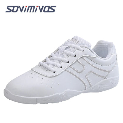 Women Dance Shoes Lightweight Flat Athletic Shoes Competitive Aerobic Gymnastics Shoes Fitness Sports Shoes White Dance Sneakers